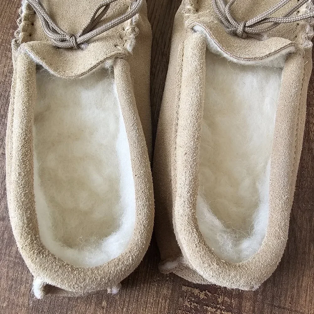 Kids Sheepskin Moccasin Soft Suede Sole Slippers 7.5”/12.5
